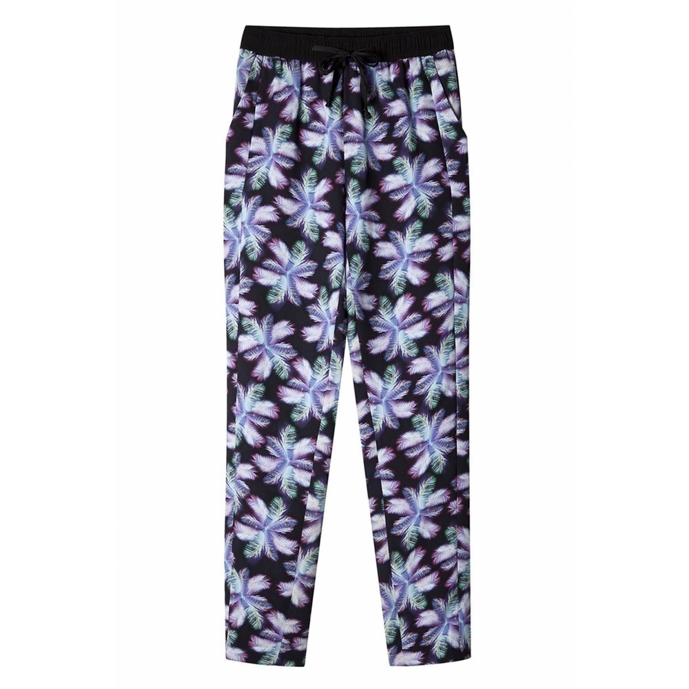 Sandro Palm Printed High Rise Ankle Crop Joggers Purple Mint S